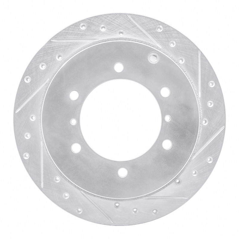 Mitsubishi Montero Brake Rotor (1) - Rear Right - R1 Concepts - Drilled & Slotted - Silver - `90-`04